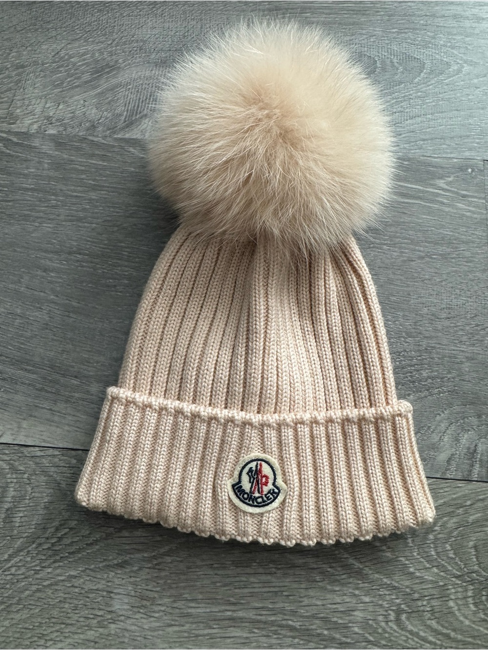 Moncler pink Ribbed Pom-Pom Beanie